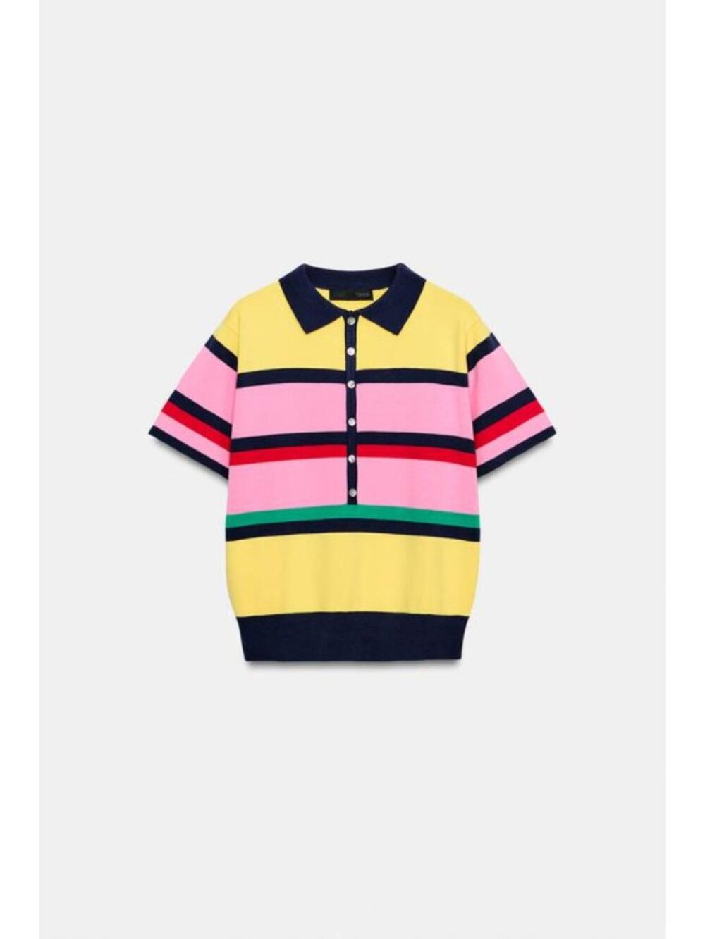 ZARA STRIPED KNIT POLO TOP - Picture 7 of 9